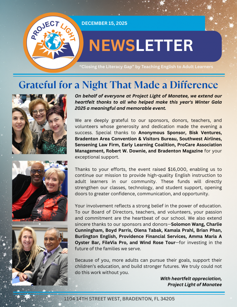December 15, 2025 Newsletter, page 1