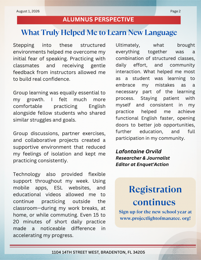 August 1, 2026 Newsletter, page 2